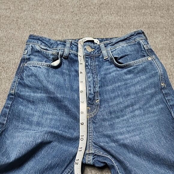 Zara Jeans Womens 4 Blue Slim Straight Split Ankle Denim Pants Boho Hipster - Picture 4 of 11